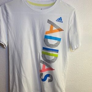 Adidas Kids White Tee with Colorful Graphic
